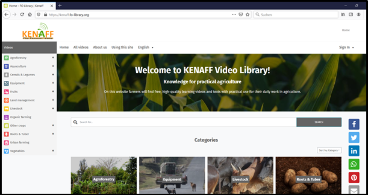 Screenshot der Video Library von KENAFF