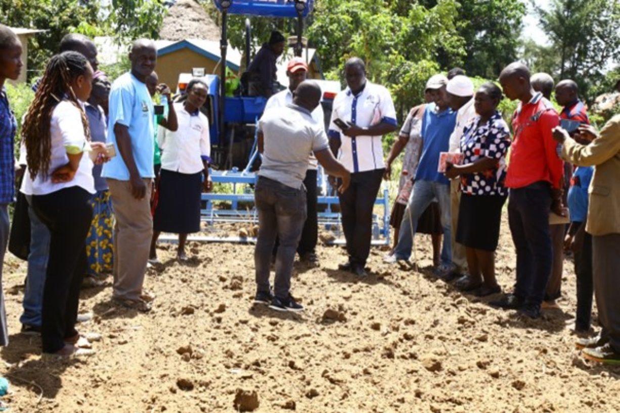 Machinery ring trainer Eugene Wanjala during a practical demonstration in Malava Sub-County, Kakamega